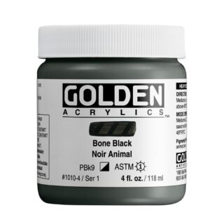 1010-4-bone-black Heavy Body Acrylics by GOLDEN, 119 ml / 4 fl.oz - Bone Black
