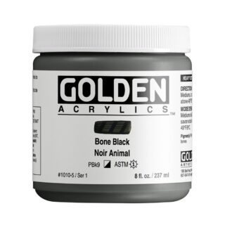 1010-5-bone-black Heavy Body Acrylics by GOLDEN, 236 ml / 8 fl.oz - Bone Black