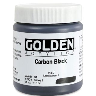 1040-4-carbon-black Heavy Body Acrylics by GOLDEN, 119 ml / 4 fl.oz - Carbon Black