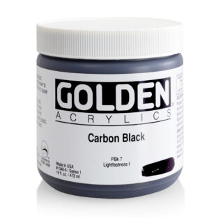 1040-6_carbon-black Heavy Body Acrylics by GOLDEN, 473 ml / 16 fl.oz - Carbon Black