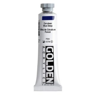 1051-2-cerulean-blue-deep Heavy Body Acrylics by GOLDEN, 59 ml / 2 fl.oz - Cerulean Blue Deep