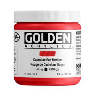 1100-5-cadmium-red-medium Heavy Body Acrylics by GOLDEN, 236 ml / 8 fl.oz - Cad Red Medium