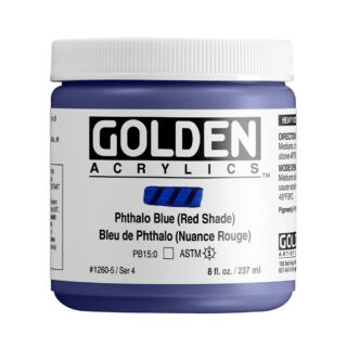 1260-5-phthalo-blue-red-shade Heavy Body Acrylics by GOLDEN, 236 ml / 8 fl.oz - Phthalo Blue / R.S