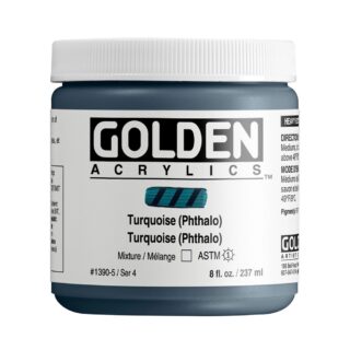 1390-5-turquoise-phthalo Heavy Body Acrylics by GOLDEN, 236 ml / 8 fl.oz - Turquoise Phthalo
