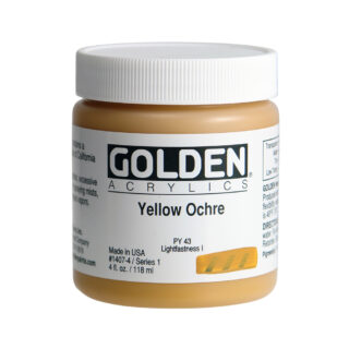 1407-4-yellow-ochre Heavy Body Acrylics by GOLDEN, 119 ml / 4 fl.oz - Yellow Ochre