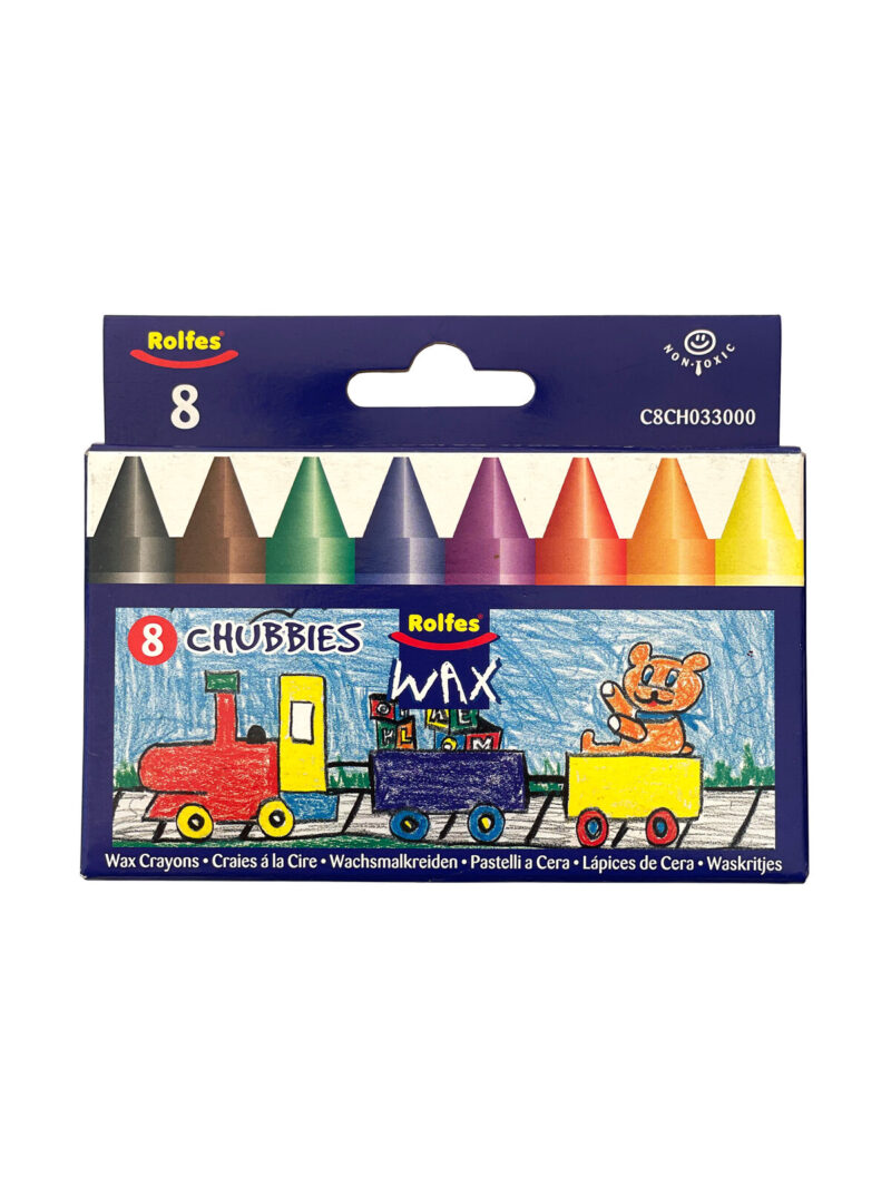 Rolfes Wax Crayons, Large, Set of 12 Assorted Colours - 10 Pack