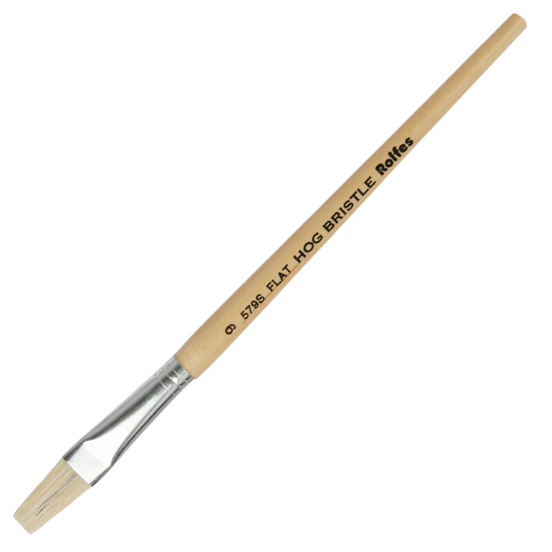 Rolfes White Bristle Brush - Series 577, Flat, Short Handle, Size 0