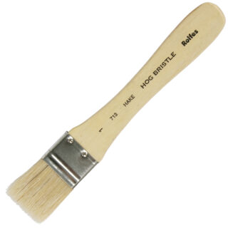 Rolfes White Bristle Brush - Series 713, Hake, Flat, Short Handle, Size 1