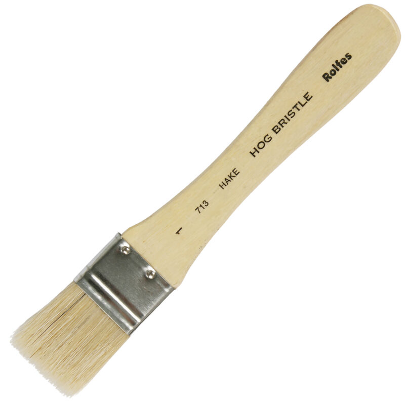 Rolfes White Bristle Brush - Series 713, Hake, Flat, Short Handle, Size 1