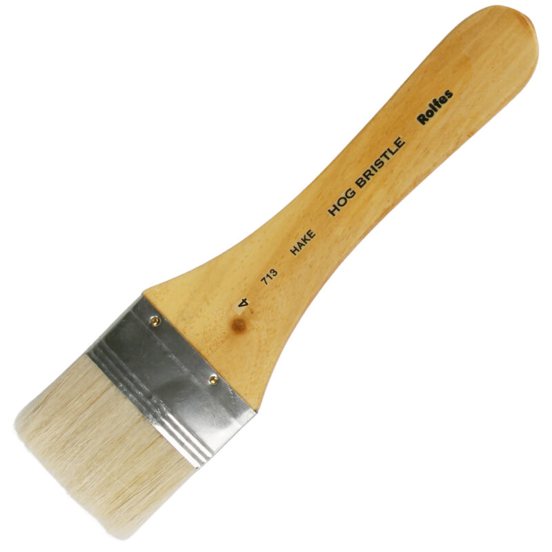 Rolfes White Bristle Brush - Series 713, Hake, Flat, Short Handle, Size 3