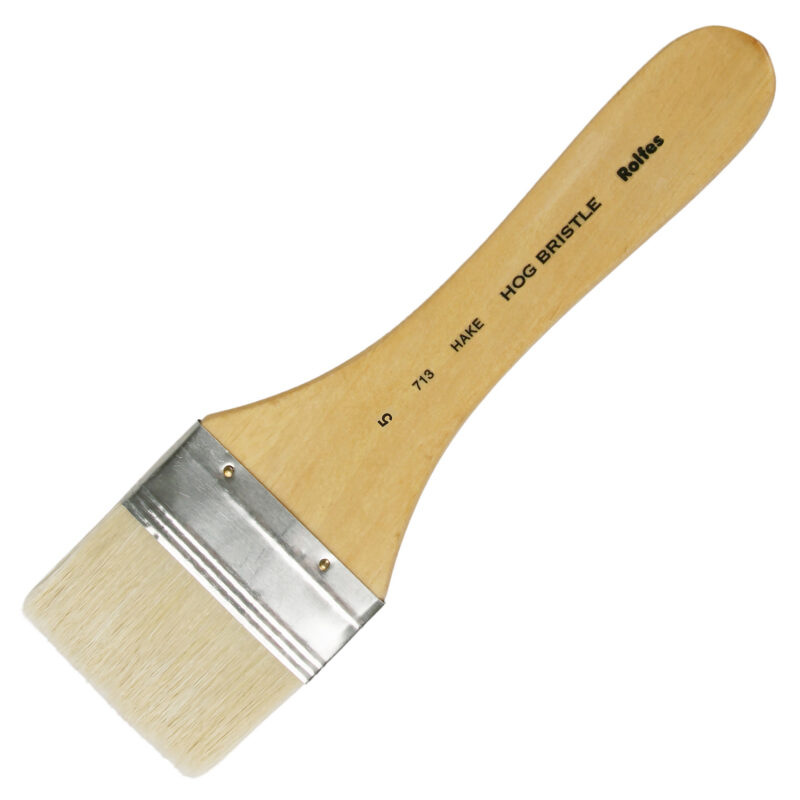 Rolfes White Bristle Brush - Series 713, Hake, Flat, Short Handle, Size 5
