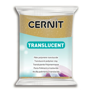 CE0920056050_glitter_or_1200 Cernit Translucent Polymer Clay, 56g – Glitter Gold