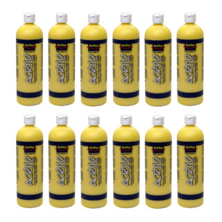 Rolfes Acrylo Acrylic Paint 500ml Primary Yellow Pack of 12