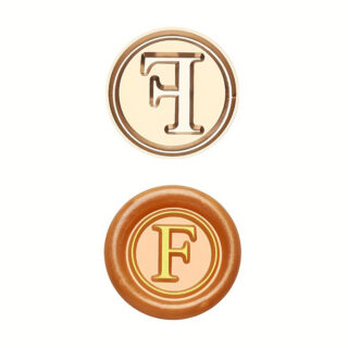 Rolfes Brass Handle Seal – Simple Capital Letter F