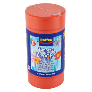 TB558213 Rolfes Large Tempera Blocks 57mm, Pack of 6 – Vermillion Hue