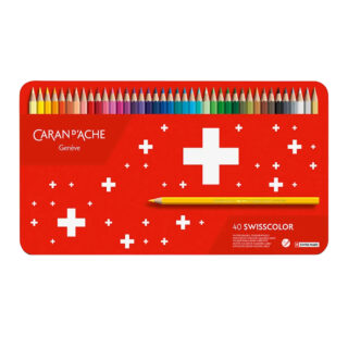 Swisscolor Metal Box-Swiss Flag, 40 Assorted Colours