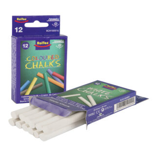 coloured-and-white-chalk-12's-group Rolfes Drawell Non-Toxic White Chalk Bundle (12 piece White and 12 piece Coloured Chalk )