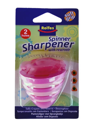 SPINNER Double Hole Soft Grip Hand Held Pencil Sharpener with Reservoir, 1 per blister card